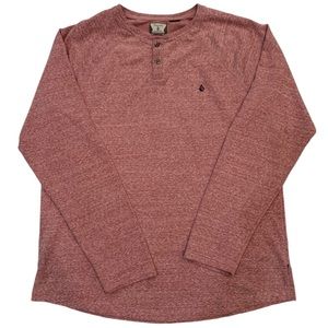 Volcom Men's Size XL Mauve Marled Long Sleeve Henley 1/4 Button Pullover Shirt